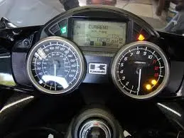 Motorcycle warning lights on the dashboard are on